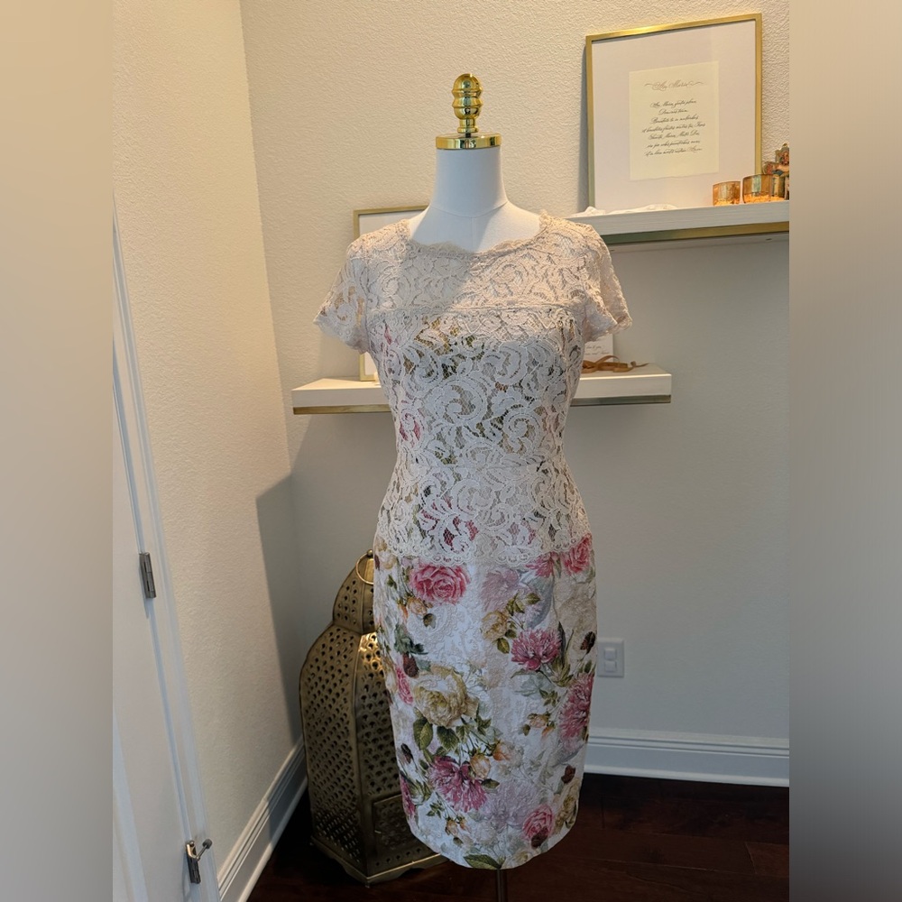 Adrianna Papel Floral Lace Midi Dress